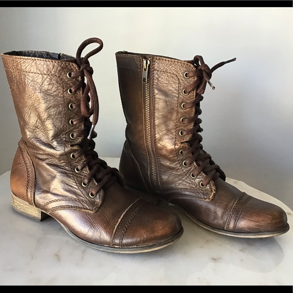 Steve Madden Shoes - Steve Madden brown leather combat boots size 9